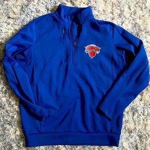 Men's New York Knicks Royal/Gray Glacier Quarter-Zip Pullover Jacket NWOT
